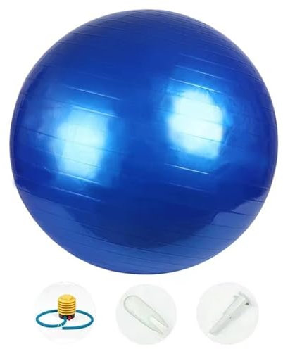 Gymnastikball in 55cm bis 75cm | Pilatesball Set inkl. Luft-Pumpe | Pezziball, Medizinball, Balanceball, Yogaball für Zuhause, Fitnessstudio und Büro (Blau, 65cm)