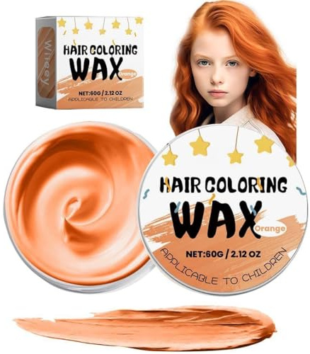 Kids Temporary Hair Color Wax,Women Men Natural Instant Hairstyle Cream,Colored Hair Styling Mud for Girls Boys Teens,DIY Instant Hair Coloring Gel for Cosplay,Party,Masquerade,Halloween Orange, 120g