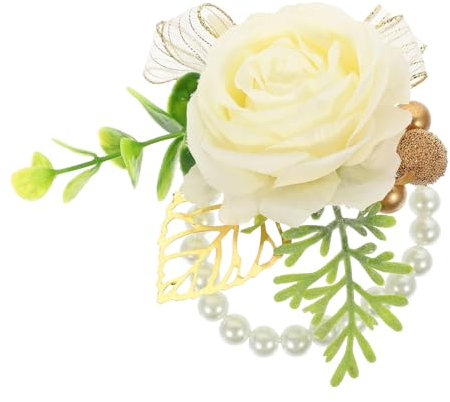 BUGUUYO Braut Handgelenksblume Mit Kunstrosen Und Blättern Elegante Armbanddekoration Für Hochzeiten Und Brautjungfern Perfektes Accessoire Für Rustikale Feierlichkeiten