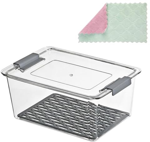 Airtight Cheese Storage Container for Fridge with Removable Drain Tray, BPA-Free Plastic Box Organizer – 25x16.5x11.5cm, Stackable & Mold-Resistant Fridge Organisers for Cheese Chunks & Slices(1 PCS)