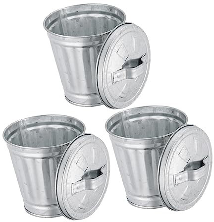 GALPADA 3pcs Adorable Mini Trash Can Desktop Storage Jar for Tabletop Use As Flowerpots Waste Container