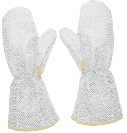 FRCOLOR 2pcs Silver Wire Dishwashing Gloves Long Sleeves Heat Resistant for Kitchen Cleaning and Outdoor Gardening