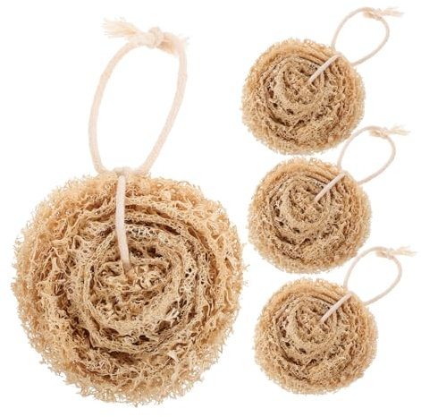 SHERCHPRY Esponjas de Lufa Natural para Lavar Platos 4 Unidades, Esponja Vegetal Biodegradable, Lavavajillas Ecológica, Secado Rápido, Herramienta de Limpieza para Cocina Doméstica