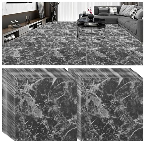 AHAQU 24PCS Floor Tiles Self Adhesive Covers 23.25 ft²/2.16 m², 30x30cm/12x12in Vinyl Floor Tiles, Waterproof Peel and Stick Tile for Bathroom, Kitchen, Bedroom, Living Room