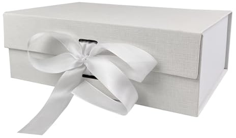 VELLUSTRA Scatola Regalo con Coperchio, Pieghevole Scatole Regalo Riutilizzabile Con Nastro, Facile da Montare, Disponibile in Diverse Misure, Adatto per Confezioni Regalo, San Valentino (Bianco)