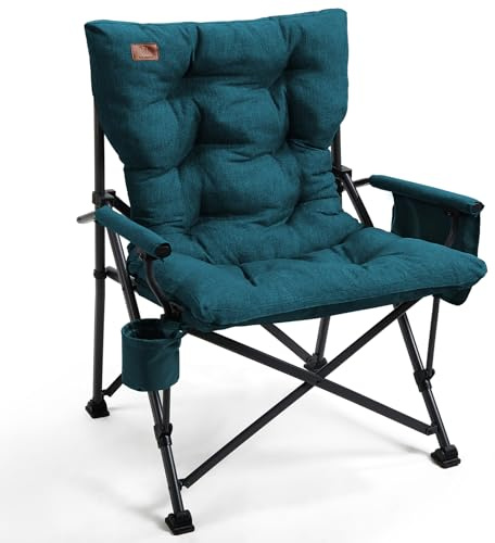 EVER ADVANCED Campingstol, vikbar 230 kg, lastbar, XL, fällstol, 62 cm, sittbredd med sidoficka, mugghållare, överdimensionerad vikbar stol, fiskestol för camping, utomhus, balkong, trädgård