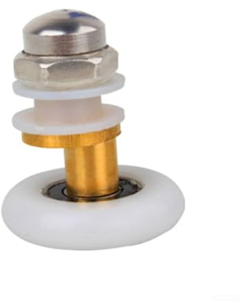 Lot de 4 roulettes de quincaillerie pour porte de douche coulissante en verre, roues en nylon réglables avec noyau en laiton pour cabine de douche en verre de 4 à 6 mm (20 mm)