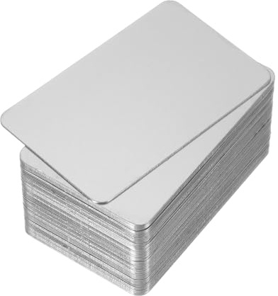 PATIKIL 0,8mm Edelstahl Metall Visitenkarten 50 Stück Matt Blank Namenskarten Laser Gravur Für DIY Geschenkkarten Silber