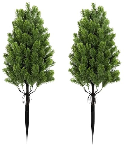 2 Stück Outdoor Weihnachtsbäume 60 cm kleine Pfad Christbaum mit Einsätzen Künstlicher wasserdichte Tannenbaum Weihnachtsdeko für Garten Vordertür Eingänge (A)