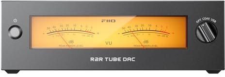 FIIO Warmer R2R Desktop Tube Buffer & R2R DAC/Amp – Fully Differential 24-Bit R2R Resistor Ladder, Dual VU Meters, 46W Linear Power Supply, USB/Optical/Coaxial Inputs, RCA/XLR Output (Black)