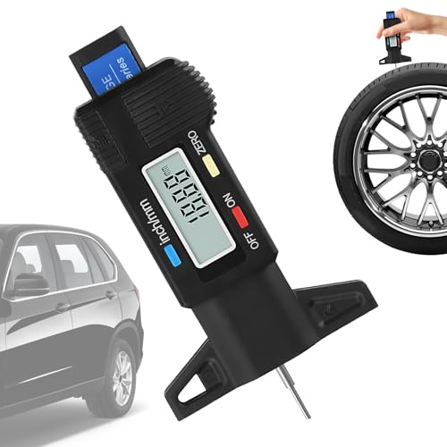 Misuratore di profondità pneumatici – Strumento di misurazione digitale portatile, indicatore di usura del profilo pneumatico facile da leggere per la misurazione professionale della filettatura |