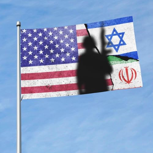 United States Of America, Israel And Iran Bandiere Durevole Bandiera Robuste Bandiera Da Giardino Per Interno Esterno Prato Decorazione 90X150Cm