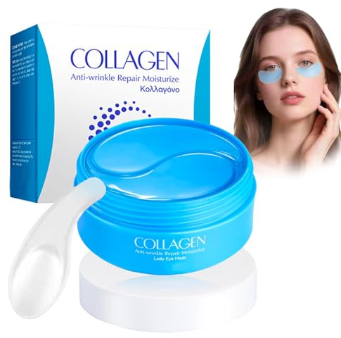 60 Piezas Parches Ojos Bolsas y Ojeras,Eye Pads de Colágeno con ácido Hialurónico,Hidratante de Larga Duración,Reducen Ojeras, Bolsas y Hinchazón, Aliviar La Fatiga,Hacer Que La Piel De Esté Firme