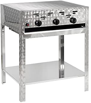 Gasgrill 3-flammiger Edelstahl-Brenner 11kW Standmodell mit Grillrost, Gastrobräter Profigrill Verein