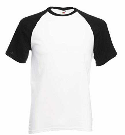 Fruit of the Loom T-shirt de baseball - Blanc / Noir Medium, White, M