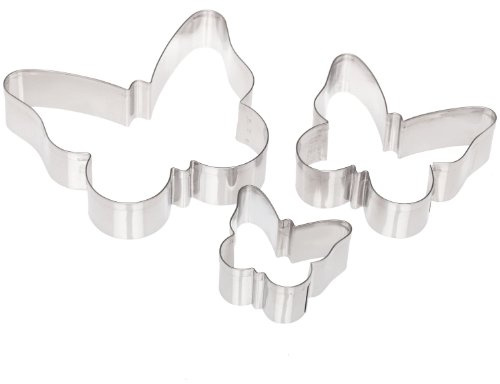 Ateco Plain Edge Butterfly Cutter Set in Assorted Sizes, Stainless Steel, 3 Pc Set