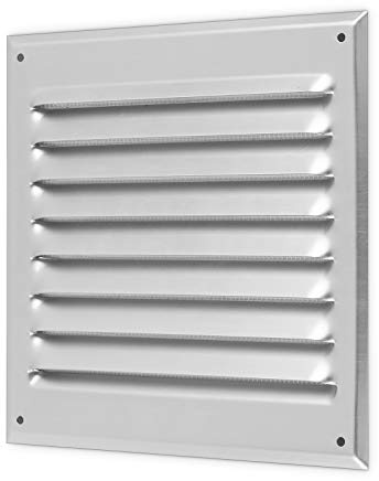calimaero® WGQ 150 Lüftungsgitter Aluminium 165x165mm Silber | Wetterschutzgitter Aluminium 165x165mm | Insektenschutz & Lamellen | Inkl. Schrauben & Dübel | Silber