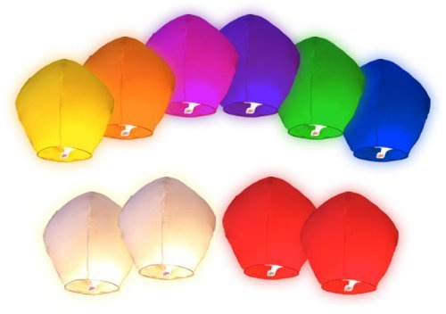 Gift_Shop Lot de 20 lanternes Chinoises Volantes colorées, Aluminium, Mixtes, 33 x 86 cm