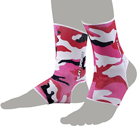 BAY Sports Camouflage 2x elastische Fußbandagen (pink schwarz XL)