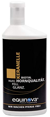 equinova® KERANELLE Liquid | Ergänzungsfuttermittel für Pferde | wichtige Nährstoffe Biotin, Methionin und Zink | organisch gebundene Spurenelemente | 1 l