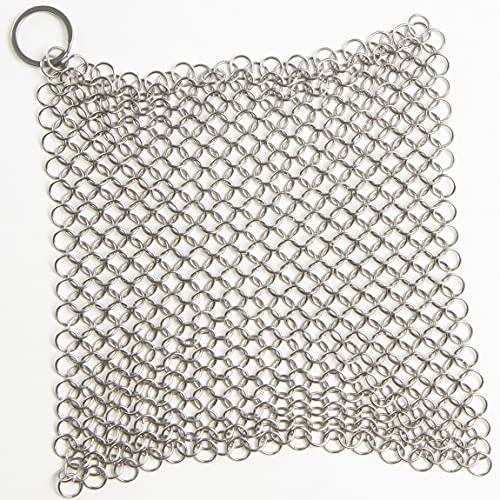 Dapper&Doll Gusseisen-Pfannenreiniger – 20,3 x 15,2 cm XL Edelstahl-Kettenbürste für Gusseisen-Pfannen