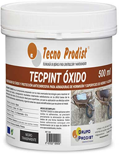 Tecno Prodist TECPINT RUST (500 ml) - Korrosionsschutz auf Wasserbasis für Gestelle – Rostumwandler für Eisen- und Stahlflächen