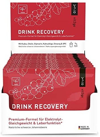 Vit2go DRINK RECOVERY (30 Sachets) - Elektrolyt Pulver zum Trinken, Vitamin Pulver Getränk Hangover Kit, erfrischender Geschmack (Johannisbeere), Elektrolyte Getränk Recovery Drink Hilft Bei Kater