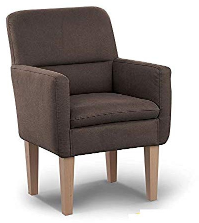 CAVADORE Diningsessel Kira / Polstersessel für Küche, Esszimmer oder Wohnküche / Passend zur Küchengarnitur Kira / Leichte Fleckenentfernung dank Soft Clean / 66 x 96 x 71 / Flachgewebe: Braun