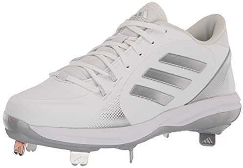 adidas Women's Purehustle 2 Baseball Shoe, White/Silver Metallic/Silver Metallic, 6