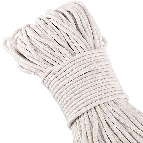 ZEONHEI 328 Feet 1/4 Inch White Natural Cotton Rope, Cotton Clothesline Rope, All-Purpose Craft Rope for Clothes Hanger, Garden Flower Potted Plants, Laundry Line Dryer