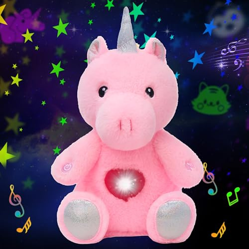 Cuteoy Plüsch Rosa Einhorn Stern Projektor Musikalisch Einstellbar Singend Nachtlicht Gefüllte Tiere Leuchtende Kawaii Plüschtiere Spielzeug Geschenke für Kinder