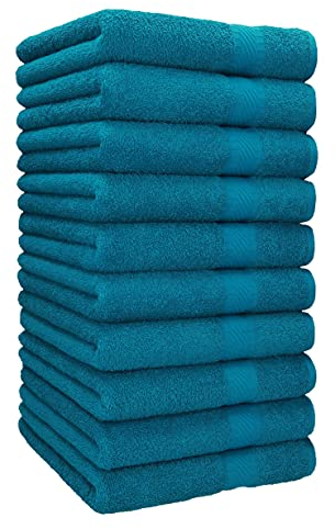 Betz Handtuch 10er Pack Handtücher Set Palermo Größe 50x100 cm 100% Baumwolle - gut trocknend, leichte Qualität - ideal für Sport, Strand, Reisen Farbe Petrol