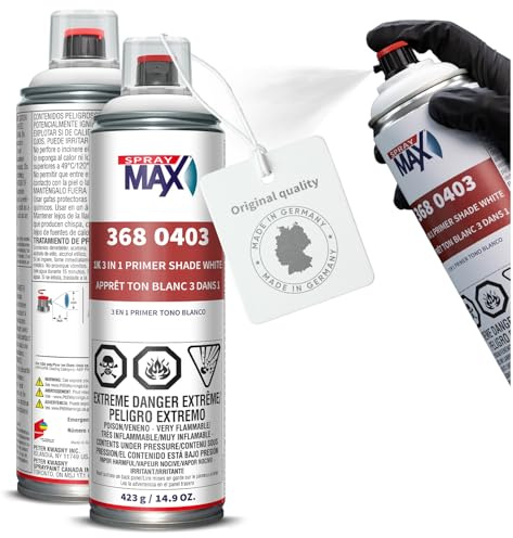 SprayMax 1K 3 in 1 Primer White | All-in-One Primer, Filler & Sealer for Metal, Aluminum & Plastics | High Filling Power, Fast-Drying & Easy Sanding | Automotive Spray Paint | 14.9 oz