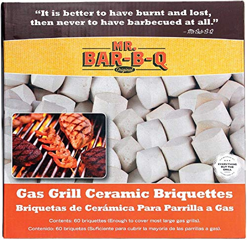 60-Pack Ceramic BBQ Briquettes for Gas Grill – Self-Cleaning Ceramic Briquettes - Heat Diffusers Reduce Flare-Ups for Outdoor Cooking, BBQ - Replacement for Lava Rocks - 06000Y by Mr. Bar-B-Q