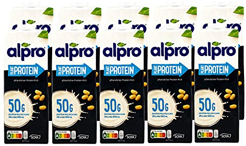 Alpro - 10er Pack Protein Sojadrink 1 Liter - Plant Proteindrink Soja Soya Drink 100 % pflanzlich (50 g Eiweiß pro Packung)