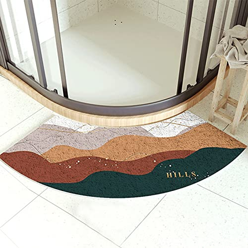 Duschvorleger Eckdusche Waschbarer Badematte 100x45 cm Rutschfest Badematte Halbrund Gebogene Duschmatte