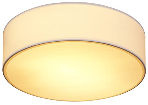 MONZANA® Deckenlampe Stoff Wohnzimmer Schlafzimmer E27 Weiß 38cm Rund 2-Flammig 40W Lampe Flur Küche Deckenstrahler Deckenleuchte Stoffdeckenlampe