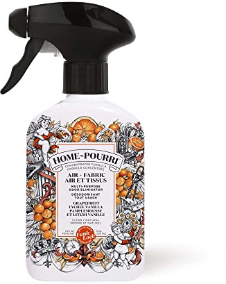 Pourri Klädsel Deodorizer & Luftfräschare Spray - Home-Pourri Tygspray - Grapefrukt Lychee Vaniljdoft - Mångsidig rumsfräschare fungerar i luften, på tyg och i papperskorgar - (325 ml)