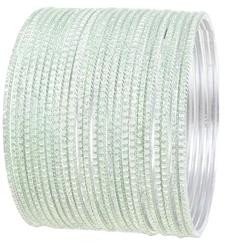 Touchstone „Pastel Color Bangle Collection“ Indischer Bollywood-Designerschmuck, handgebohrt, silberfarben, farbenfroher Armreif. Für Frauen.