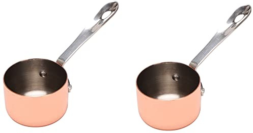 Evarbuild Lot de 2 saucières plaquées cuivre pour sauce, lait, frites, sauce, restaurant occidental, pot en cuivre spécial 3,8 cm