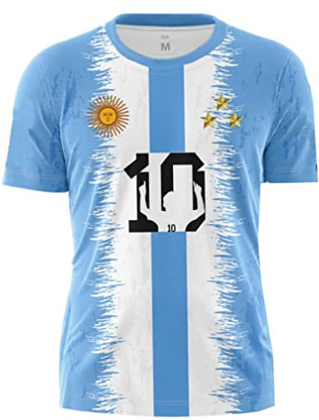 Argentina GANA Camisetas Conmemorativas Bandera 3 Estrellas Impresión 2022 Copa Mundial de Fútbol Camiseta Cuello Redondo Manga Corta T Shirt para Hombre y Mujer