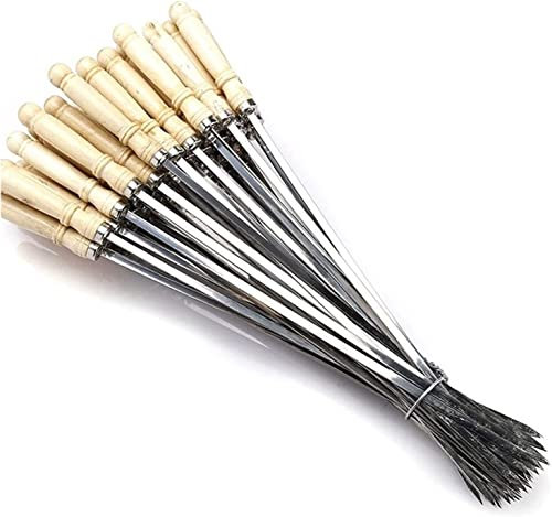 PORUTE GrillutensilienKebab Spieße 10 Stück 40 cm flacher Schaschlikspieß Edelstahl BBQ Bratnadel Grill Fleisch Grill Gabel Outdoor Kochwerkzeug Backzubehör (Farbe: 10 Stück) (10 Stück)