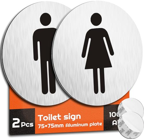 AIFIZO Men's and Women's Toilet Sign Set of 2-75mm×75mm (2.65''×2.65'') Self-Adhesive With 3M Tape for Door