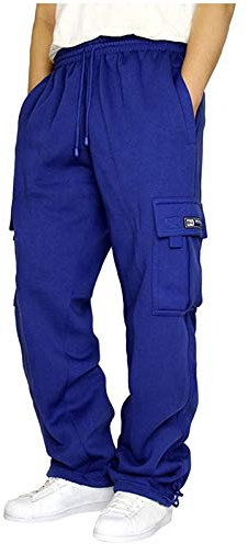 KONG JIMFAN Herren Sporthose Yoga Sportbekleidung Baggy Chino Hose Herren Hose Männer Breite Jogginghose Jogginghose Herren Lang Und Breit Jogginghose Herren Jogger Herren(Blau,XL)