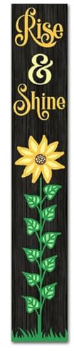 Geroclonup (20 x 120) CM Rise Is Shine Tall Willkommensschilder Vertikale Sonnenblume für Haustür Veranda Stehend Hängend Großes Holz Willkommensschild für Bauernhaus Zuhause Sommer Dekor Outdoor