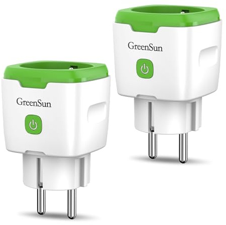 GreenSun WLAN Steckdose Mit Stromzähler - 2x Stromverbrauchsmesser, Zeitschaltuhr, Alexa Kompatibel, VeSync, Wifi, Strommessgerät