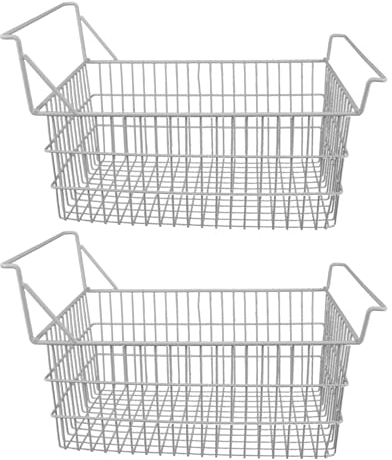 Gernie Cestelli per Congelatore, 2 Contenitori per Cestelli in Filo Metallico per Congelatore, Contenitore per Organizer per Congelatore a Pozzetto, Accessori per L'organizzazione