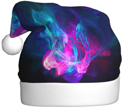 Coole blaue und violette Weihnachtsmützen Erwachsene, Weihnachtsmann-Mütze Druck Plüsch Komfort Xmas Hut Für Weihnachten Neujahr Liefert