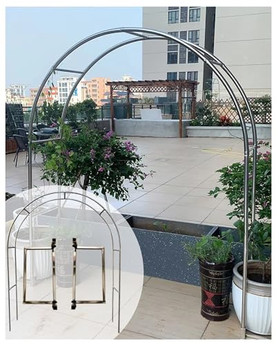 Arche De Jardin en Acier Inoxydable pour pour Roses, Plantes Grimpantes, Décoration De Jardin, Arceau À Rosiers Résistante Aux Intempéries(Color:19mm+Base,Size:1.2 * 2.3m(3.9 * 7.5ft))