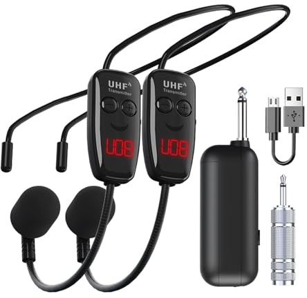 Uhf Casque Miicrophonne Sans Fil - Casque Sans Fil Headwear & Hand Héros, Casque Miicrophonne Sans Fil | Tête Rechargeable Miicrophonne Sans Fil pour la Voix Amplifying dans la Conférence de Fitness